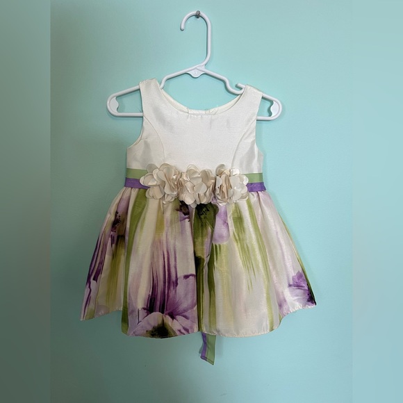18 month girl Easter spring formal dress floral purple green cream pictures - Picture 6 of 7